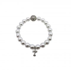 Chrome Hearts 8Mm Small Pearl Cross Bracelet