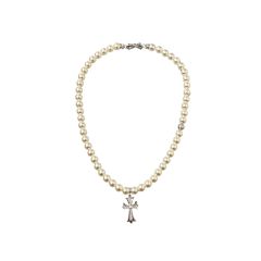 Chrome Hearts 8Mm Pearl Cross Necklace