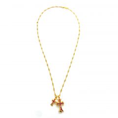 Chrome Hearts Red Diamond Cross Necklace