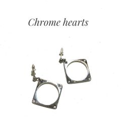 Chrome Hearts Cross Square Drop Earrings