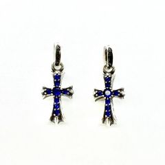 Chrome Hearts Letter Ring Full Of Sapphires Cross Earrings