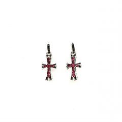 Chrome Hearts Letter Ring Full Of Rubies Cross Earrings