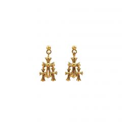 Chrome Hearts Gold-Plated Triple Cross Earrings