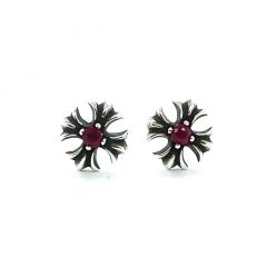 Chrome Hearts Red Diamond Cross Earrings