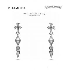 Chrome Hearts Cross Bullet Pearl Flowing Earrings