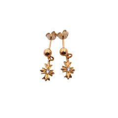 Chrome Hearts Gold-Plated Diamond Cross Earrings