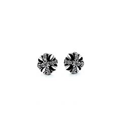 Chrome Hearts Full Diamond Cross Shield Earrings