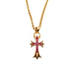 Chrome Chrome Hearts Gold-Plated Red Diamond Cross Pendant