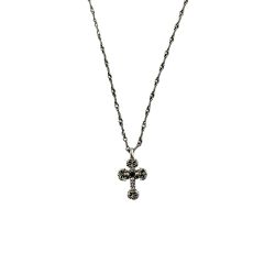 Chrome Hearts Blue Diamond Mini Flame Cross Pendant