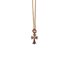 Chrome Hearts 22K Gold-Plated Alphabet Ring Cross Pendant With Diamonds