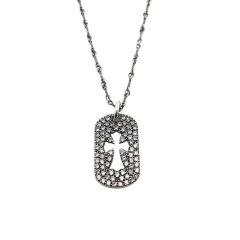 Chrome Hearts Medium Diamond-Plated Hollow Cross Pendant