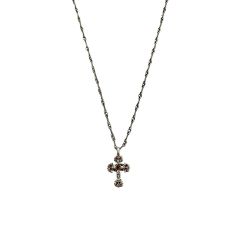 Chrome Hearts Red Diamond Mini Flame Cross Pendant