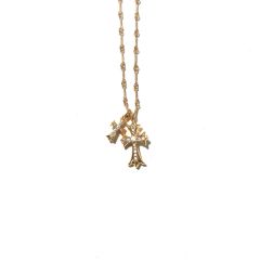 Chrome Hearts Gold-Plated Diamond Cross And Small Cross Pendant