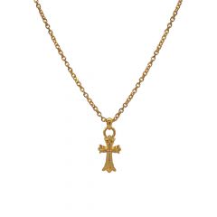 Chrome Hearts Gold-Plated Diamond Stacked Cross Pendant