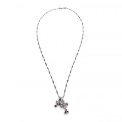 Chrome Hearts Pink Diamond Cross And Small Cross Pendant