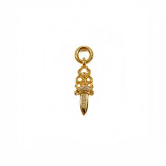 Chrome Hearts Gold-Plated Diamond Hoop Small Sword Pendant