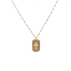 Chrome Hearts Gold-Plated Medium Full Diamond Hollow Cross Pendant