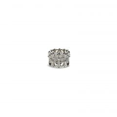 Chrome Hearts White Gold-Plated Full Diamond Round Tomb Ring
