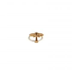 Chrome Hearts Gold-Plated Long Cross Bubblegum Ring