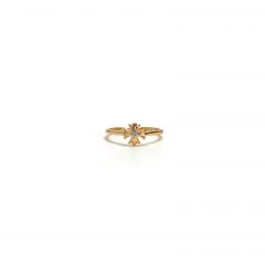 Chrome Hearts Gold-Plated Solitaire Bubblegum Cross Ring