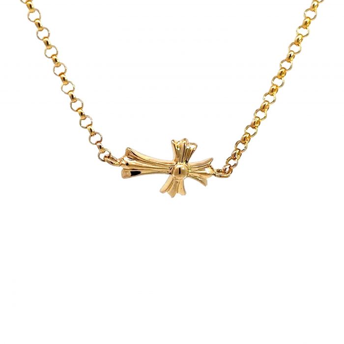 Chrome Hearts Gold Plated Thin Cross Bracelet