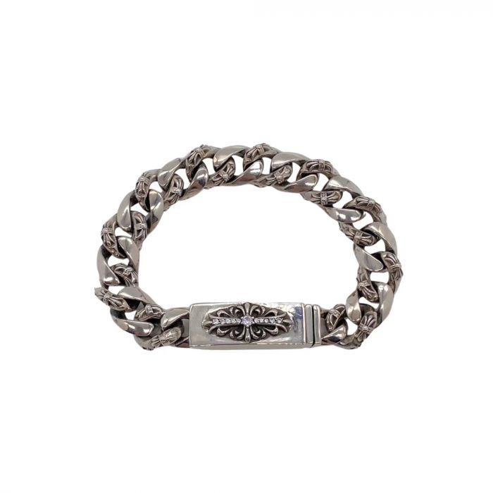Chrome Hearts Half Flower Cross Bracelet With Diamonds