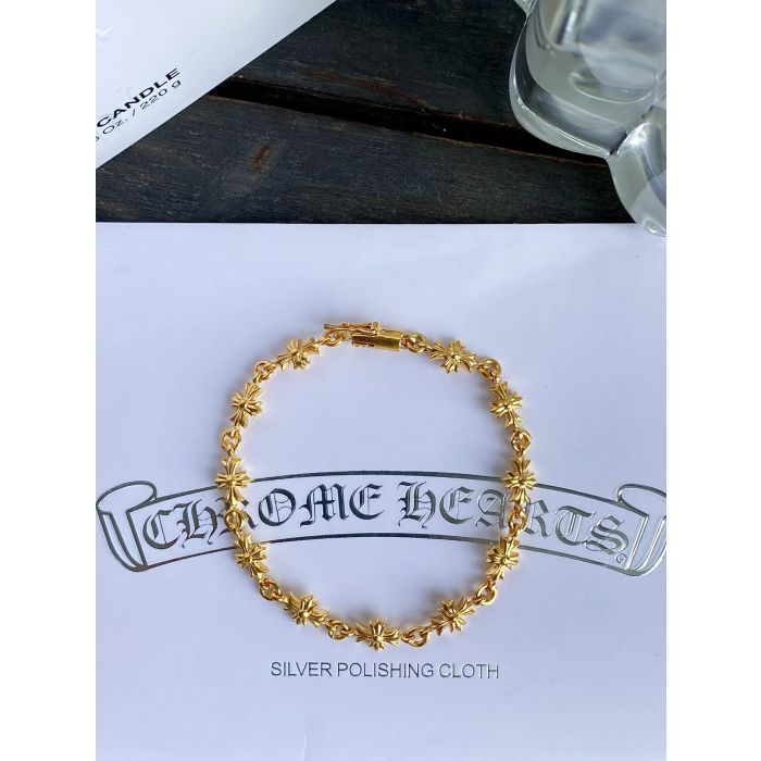 Chrome Hearts 22Kt Plated Cross Bracelet