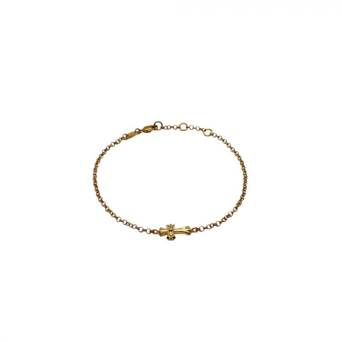 Chrome Hearts Gold-Plated Thin Cross Anklet