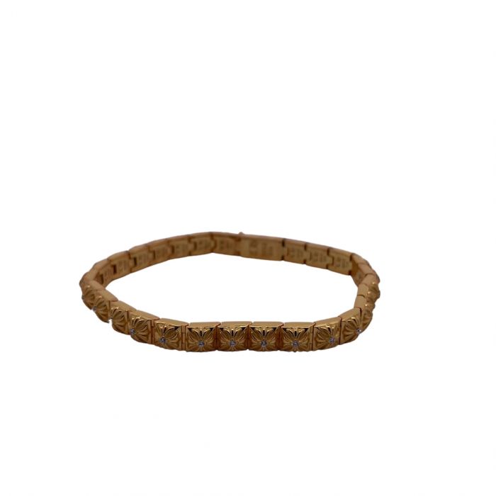 Chrome Hearts Gold-Plated Thin Cross Bracelet With Diamonds