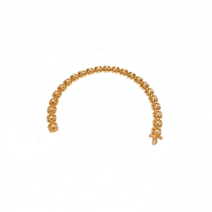 Chrome Hearts 22K Gold-Plated Side Cross Bracelet With Diamonds