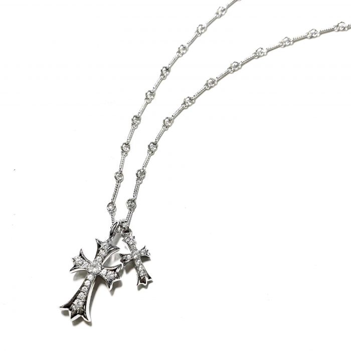 Chrome Hearts White Gold Diamond Cross Necklace