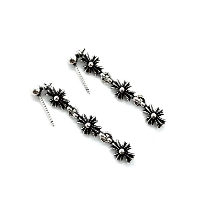 Chrome Hearts Three-Section Cross Earrings