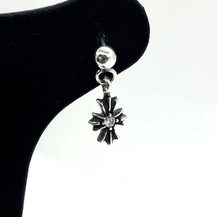 Chrome Hearts Diamond-Encrusted Single Cross Earrings