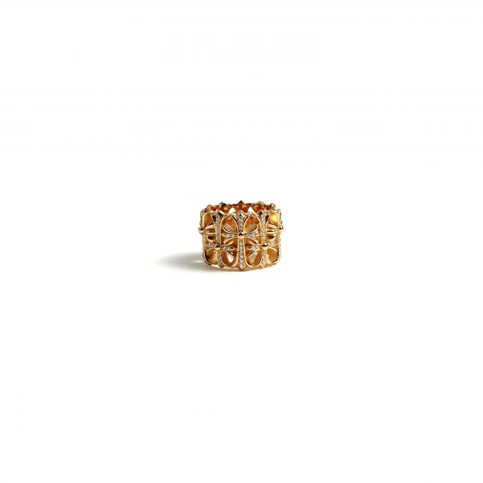 Chrome Hearts Gold-Plated Moissanite Round Tomb Ring