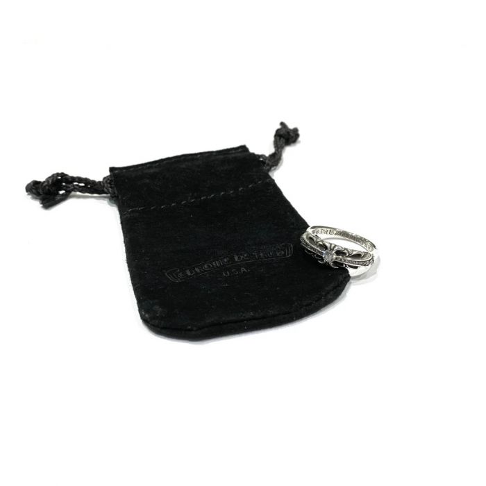 Chrome Hearts White Diamond Thin Cross Ring