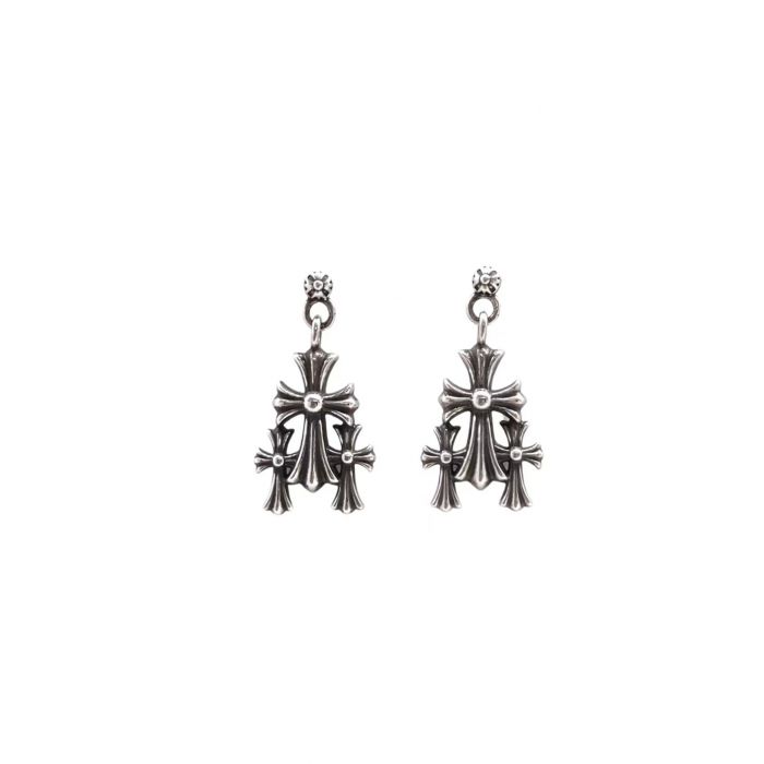Chrome Hearts Three-Section Cross Earrings