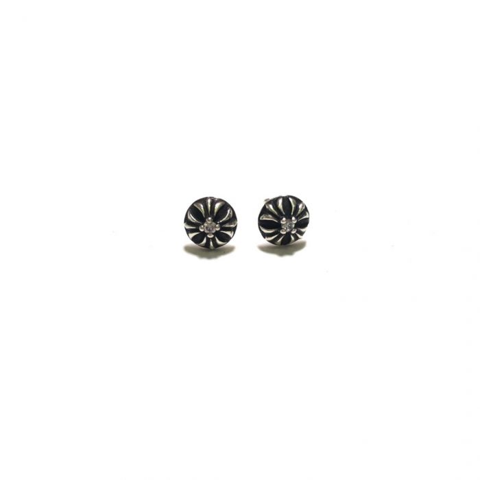 Chrome Hearts Cross Shield White Diamond Earrings
