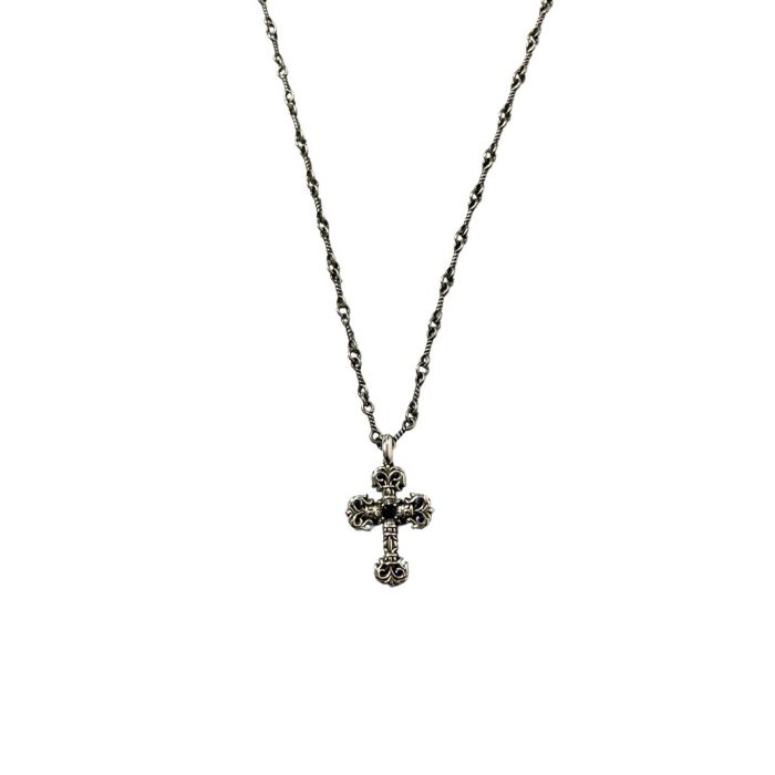 Chrome Hearts Blue Diamond Mini Flame Cross Pendant