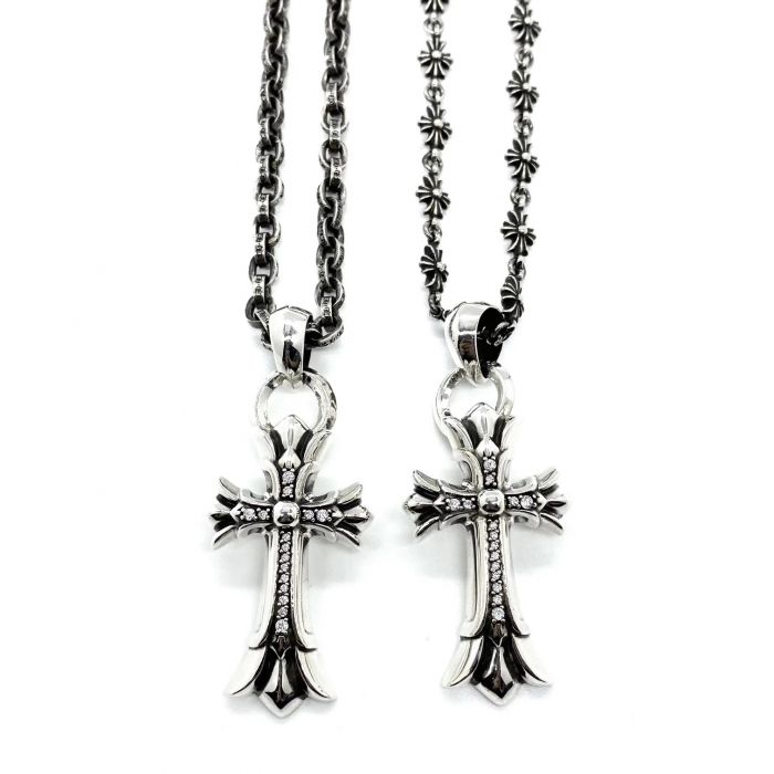 Chrome Hearts Diamond Stacked Cross Pendant
