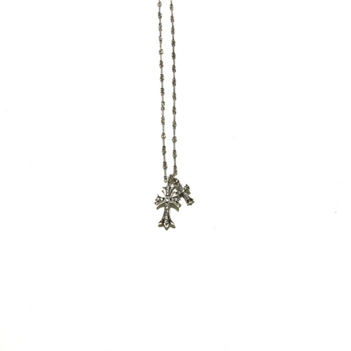Chrome Hearts Diamond Ch Ring Double Cross Pendant