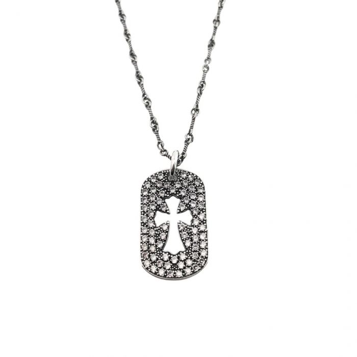Chrome Hearts Medium Diamond-Plated Hollow Cross Pendant