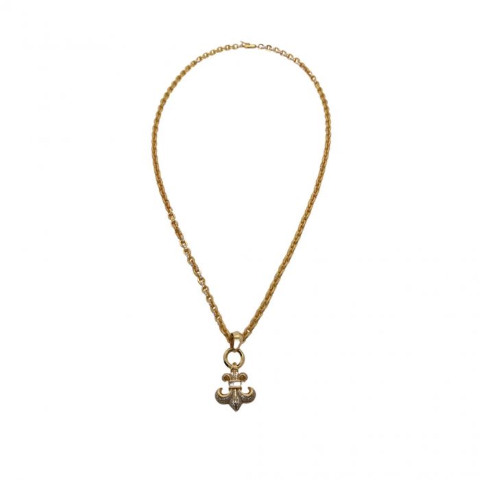 Chrome Hearts Gold-Plated Scout Flower Pendant With Diamonds