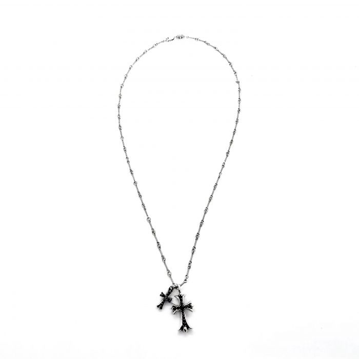 Chrome Hearts Black Diamond Cross And Small Cross Pendant