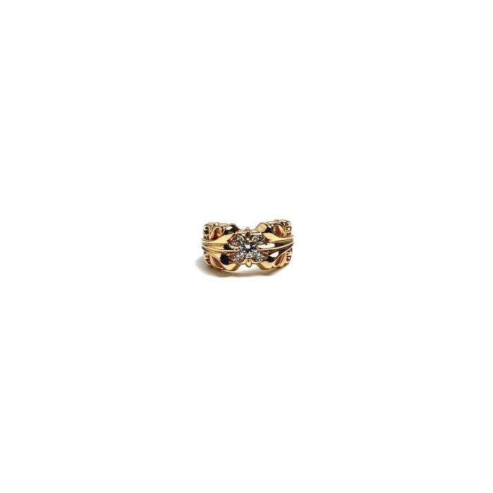 Chrome Hearts Gold-Plated Five-Diamond Kt Ring