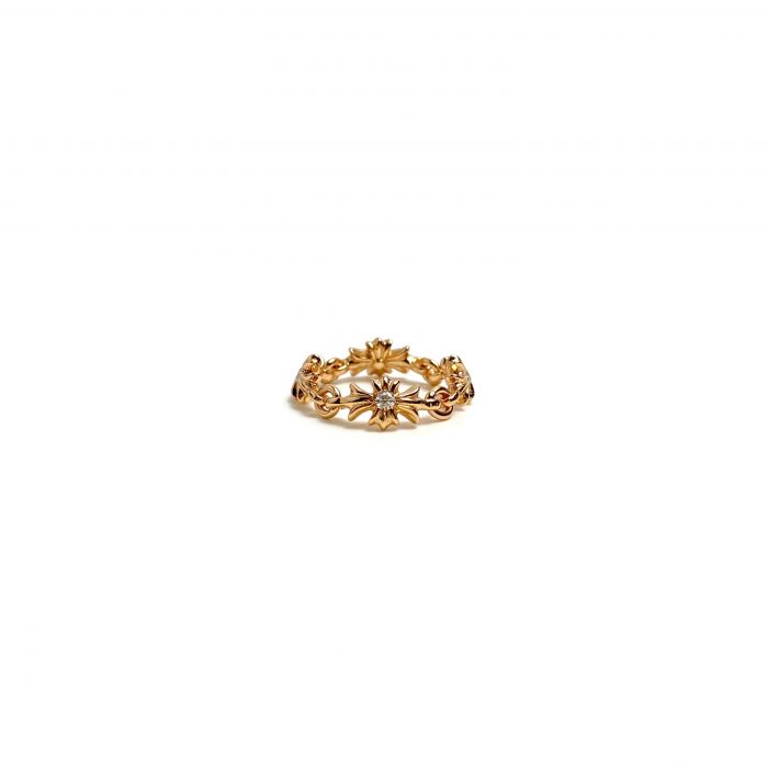 Chrome Hearts Gold-Plated Diamond Tiny Chain Ring
