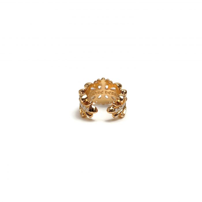Chrome Hearts Gold-Plated Diamond Open Ring