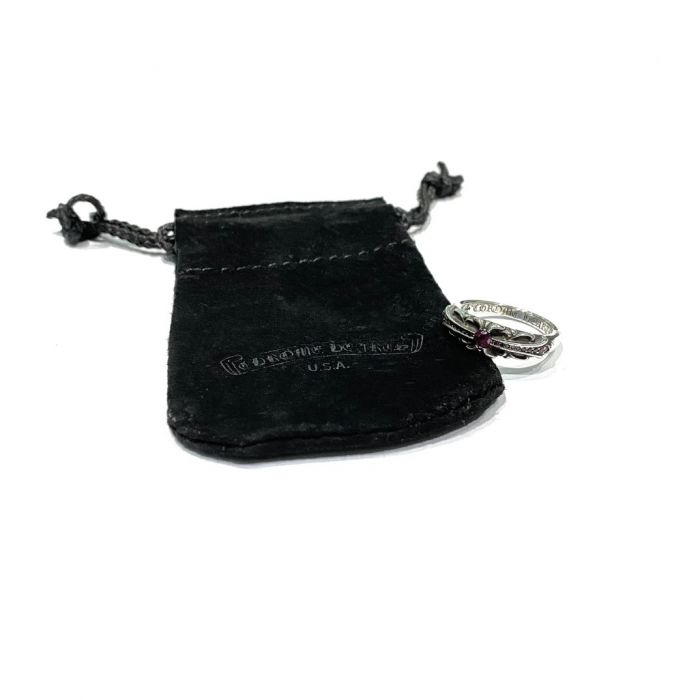 Chrome Hearts Red Diamond Thin Cross Ring