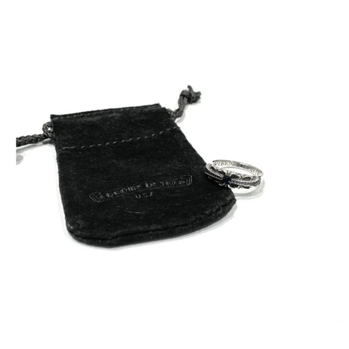 Chrome Hearts Black Diamond Thin Cross Ring