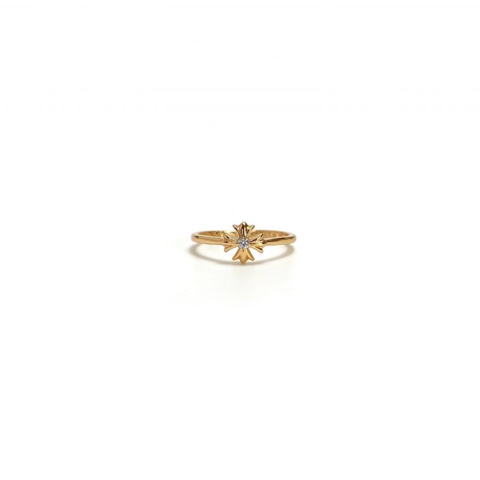 Chrome Hearts Gold-Plated Solitaire Bubblegum Cross Ring