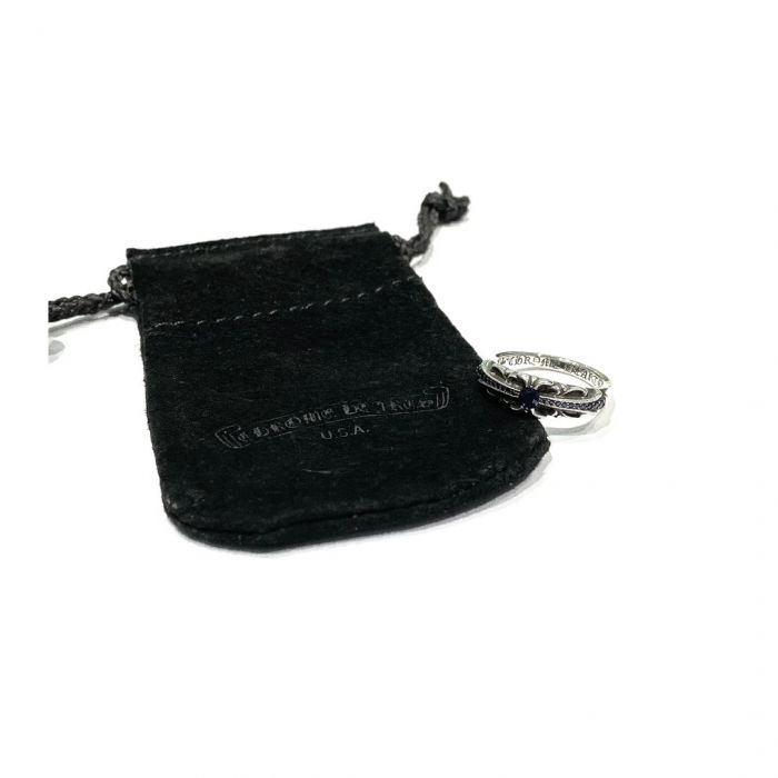 Chrome Hearts Blue Diamond Thin Cross Ring